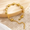 Adjustable 18k gold plated heart-link bracelet with lobster clasp and extension chain - Heart Pendant Style