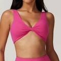 Brassière de sport rose fuchsia avec nœud torsadé à l'avant et tissu haute élasticité - S / Haut - Modèle torsadé et froncé (DWX8796) / Magenta