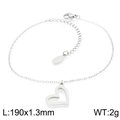 Pulsera minimalista de acero inoxidable plateado con colgante de corazón hueco - Color Acero [Promo] KB144506-KLX