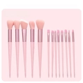 Pink 13-piece makeup brush set with rose gold metal ferrules and gradient bristles - 13pcs Brush Set / Pink