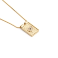Gold-plated rectangular evil eye pendant necklace with crystals on white background - Evil Eye
