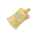 Macro detail of a gold rectangular pendant with a sparkling diamond heart center - Gold with White Zirconia Heart Pendant