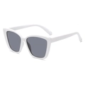 Fashionable white oversized cat-eye sunglasses with dark grey lenses and hollow legs - White Frame Gray Lens