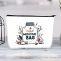 Weiße Segeltuchtasche mit medizinischen Illustrationen und schwarzem Reißverschluss - Medizintasche Illustration (jiayingljb029)