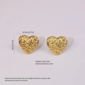 Golden heart-shaped stainless steel stud earrings with a unique hammered texture finish - Stainless Steel Hammered Heart Studs