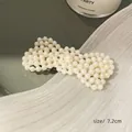 Elegante fermaglio per capelli con fiocco di perle bianche stile coreano, da 7,2 cm - Fiocco di Perle