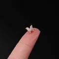 20G gold plated butterfly cartilage stud earring with cubic zirconia stones - Large Butterfly Style (319-5#G)