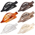 Oval hair clips set in black, brown, and ivory plastic with hollow duckbill design - Set 24 (Pack of 6)
