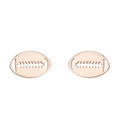 American football studs for women in a rose gold finish with stitch texture - Rugby Ball / Rose Gold