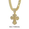 Ciondolo a croce in lega d'oro hip hop da uomo con diamanti, catena cubana lunga 50cm - Con Catena Cubana da 50cm / Oro
