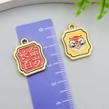 Pendentifs émaillés dorés avec serrure de longévité et danse du lion pour bijoux DIY - Jaune Danse du Lion Longévité