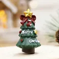 Miniature Christmas tree figurine with golden star and Merry Christmas text decor - Christmas Tree Style(24959)