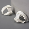 Minimalist S925 sterling silver stud earrings with a twisted ribbon design and matte finish - Silver (LFJA0131B)