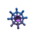 Rainbow gradient ship wheel hand spinner in vibrant metallic blue and purple finish - New Gradient Dazzling Ship Rudder