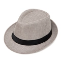Cappello fedora da uomo in paglia grigio chiaro con fascia nera per protezione solare - 58cm / Grigio chiaro