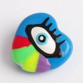 Colorful evil eye heart charm with blue enamel and mixed vibrant colors for jewelry - Sky Blue/Multi-Color Heart Eye (M654238D1-Sky Blue)