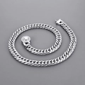 Collar de cadena cubana 11mm de acero plateado con cierre de diamantes para hombre - Cierre de Diamantes de Imitación (Collar) / 65cm / Color Acero