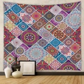 Detail of colorful mandala pattern bohemian tapestry hanging on grey textured wall - Gt230393 / 73X95CM (Brushed Fabric)