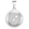 Silver round Sagittarius constellation pendant with matte finish and polished details - Silver Sagittarius