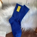 Calcetines media caña azul real de algodón acanalado con parche amarillo SMILE - Talla única / Azul