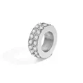Pendentif en acier inoxydable argenté avec double rangée de zircons blancs 10.5x3.5mm - Style Cylindre avec Double Rangée de Strass Pavé (XP49736) / 10.5x3.5mm / Acier