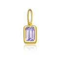 Golden S925 sterling silver square pendant featuring an emerald-cut purple zircon stone - 18K Gold-December
