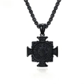 Collar para hombre con colgante de cruz medalla de San Benito en acero negro - Cadena 3mm*60cm / Negro