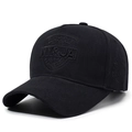 Klassische schwarze Baumwoll-Baseballkappe mit hochwertiger Stickerei für Sonnenschutz - Verstellbar / Schwarz mit schwarzer Stickerei