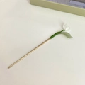 Elegante tulpen haarspeld met witte glazen bloem en groen blad in goudkleur - Tulpenstijl Wit (3#)