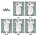 5-pack white crew socks with black M-letter embroidery on premium knitted cotton - One Size(35-44) / M Logo Men's Short Socks-White