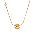 Collier plaqué or 18 carats avec pendentif lettre S bulle et un zircon brillant - Or-Lettre S
