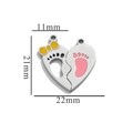 Pendentif cœur en acier inoxydable doré 18 carats avec empreintes de bébé en émail coloré - Argent-S3 Empreintes de Bébé