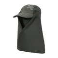 Dark grey outdoor sun hat with large brim, breathable face mask, and long neck cover - Army Green