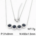 Titanium steel minimalist necklace with four black zircon stones in a silver-tone finish - Steel Black Necklace(KN235976-KFC)
