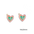 DIY colorful alloy heart charms with oil drip pattern in purple orange and green - Colorful Heart