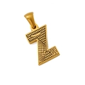 Gold plated titanium steel pendant featuring uppercase letter Z with bark texture finish - Z-Single Pendant
