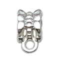 Silver bow knot alloy spacer bead with hanging loop for DIY jewelry making - Bright Silver Connector 11x6mm (Hole 5mm)