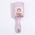 Pink cartoon bear paddle brush with love you text and purple butterfly sequins - Pink Scarf Bear - Sequins
