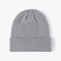Classic grey double-layer knitted beanie for men and women featuring a ribbed texture - Blue Gray