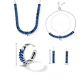 Detailed dimensions of blue square zircon necklace bracelet ring and earrings set - Silver Color Blue Zirconia (ZT0004-9)