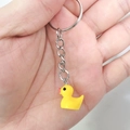 Compact yellow resin duck keychain with silver ring for bags and backpacks - 25mm Ring / Yellow