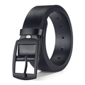 Klassischer schwarzer Rindsledergürtel mit mattschwarzer Metallschnalle für Herren - Schwarze D-Ring Schlanke Nadel Schwarz