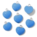 Ciondoli a cuore blu in resina con anelli in metallo per creazione di gioielli - Cuore con occhiello / Blu