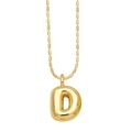 Puffy 3D letter D pendant necklace in polished gold finish with a sleek ball chain - Letter D