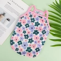 Floral pet summer vest with pink trim and breathable mesh fabric for small dogs and cats - XS / Vintage Purple Floral