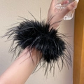Chic black oversized feather hair clip for women, winter plush hair accessory styling - Hair Tie / 13cm / Black