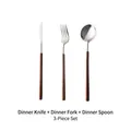 3-piece 304 stainless steel cutlery set with pearwood handles including knife, fork and spoon - Knife Fork Spoon 3-Piece Set