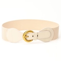 Cintura elastica beige da donna con fibbia in metallo dorato e inserti in PU - Beige