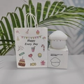 Silicone mushroom night light with white gift box and cartoon Happy Every Day gift bag - Night Light + Birthday Gift Bag / Yellow