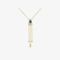 S925 silver necklace with pear-shaped blue gemstone pendant and golden finish - 925 Silver / Necklace-330